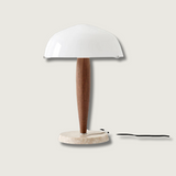 Nordic Table Lamp  Walnut Wood with Glass Dome - Product showcase