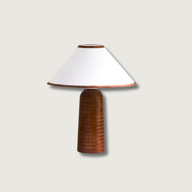 Retro Table Lamp  Solid Wood Base With White Shade - Product showcase