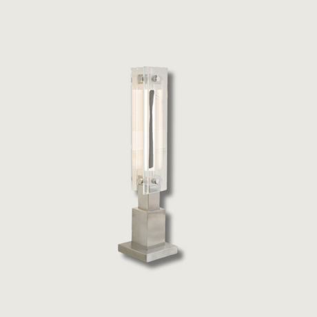 Modern Table Lamp  Glass and Steel Bauhaus Design - Product showcase