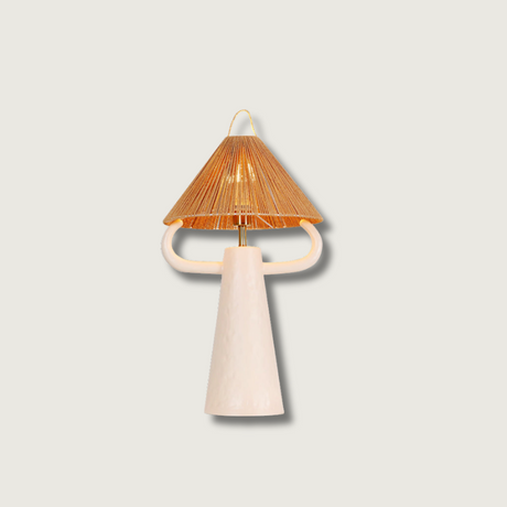 Ceramic Table Lamp  Raffia Shade Natural Design - Product showcase