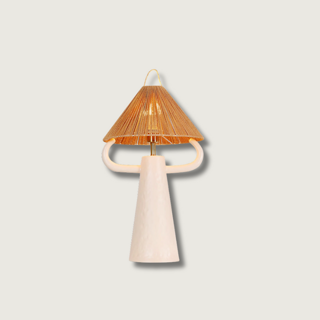 Ceramic Table Lamp  Raffia Shade Natural Design - Product showcase