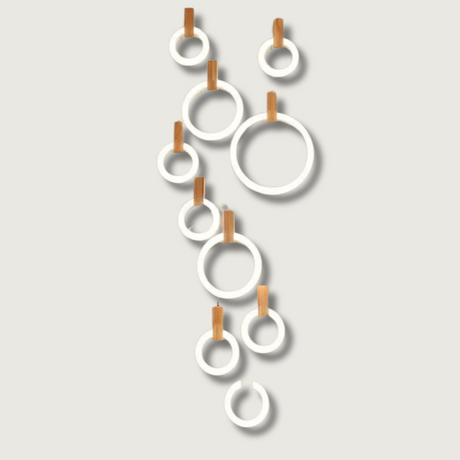 Modern Ring Chandelier  White Wood Circle Design - Product showcase