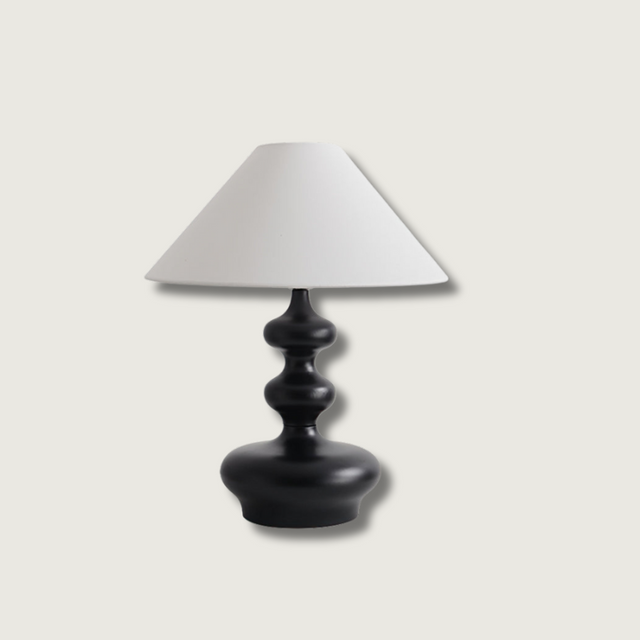 Modern Table Lamp  Black Base White Shade Design - Product showcase