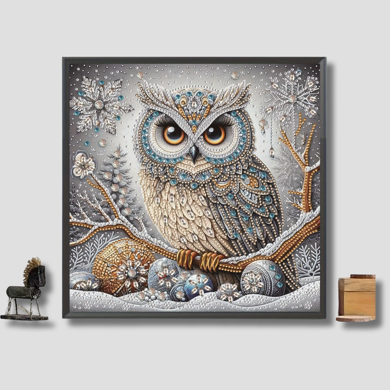 Winter Owl Diamond Art  Crystal Snowflake Design - Product showcase