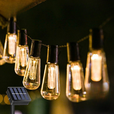 Solar String Lights  Retro Edison Glass Bulb Design - Product showcase