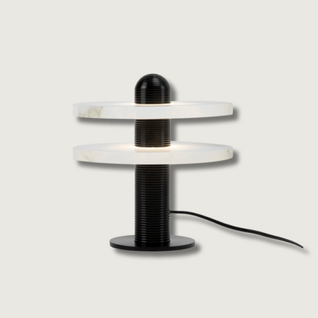 Modern Alabaster Table Lamp  Dual Ring Design - Product showcase
