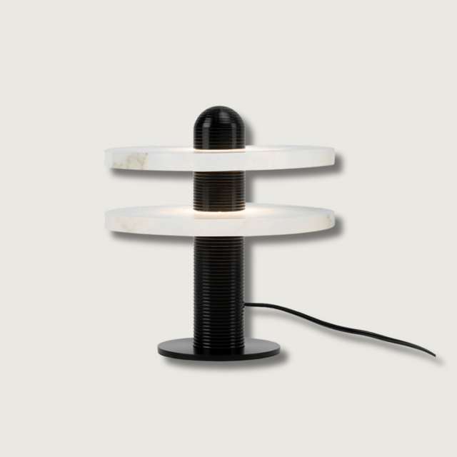 Modern Alabaster Table Lamp  Dual Ring Design - Product showcase