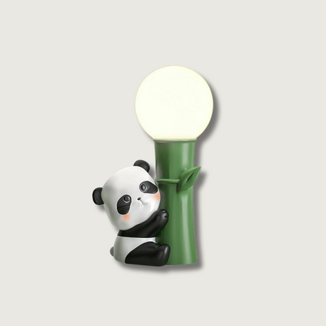 Asian Panda Table Lamp  Bamboo Design with Glass Globe - Product showcase