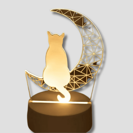 Cat Moon Night Light  3D LED Table Lamp Design - Product showcase