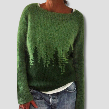 Forest Pattern Sweater  Organic Cotton Pine Design - Product showcase