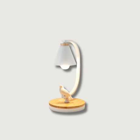 Nordic Table Lamp  Bird Accent Wood Base Design - Product showcase