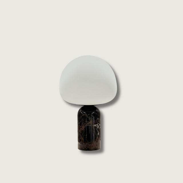 Marble Table Lamp  Black Base White Glass Shade - Product showcase