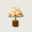 Vintage Table Lamp  Floral Fabric Shade With Wooden Base - Product showcase
