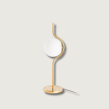 Modern Table Lamp  Curved Gold Frame With Glass Globe - Product showcase