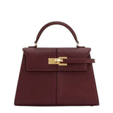 Leather Crossbody Bag  Trapezoid Design With Silver Hardware - Product detail 8