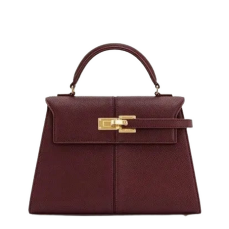 Leather Crossbody Bag  Trapezoid Design With Silver Hardware - Product detail 8