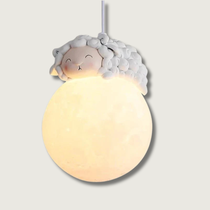 Childrens Moon Pendant Light  Sleeping Animal Design - Product showcase