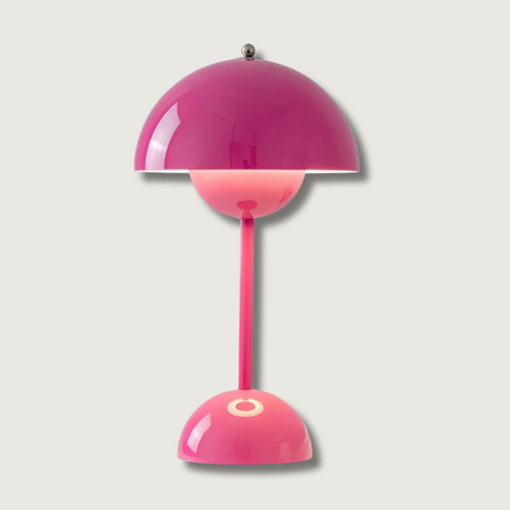 Modern Dome Table Lamp  Pink Metal Finish - Product showcase