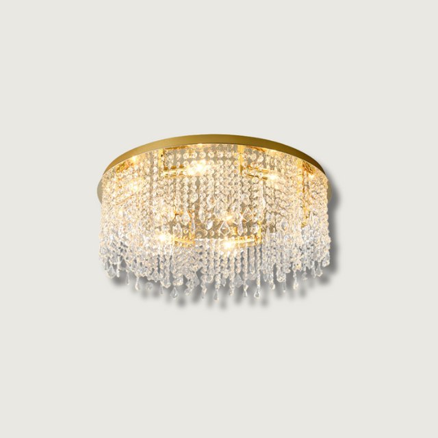 Crystal Ceiling Light  Gold Frame With Cascading Crystals - Product showcase