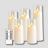 LED Flameless Candles  Remote Control Glass Set of 5 - Product showcase