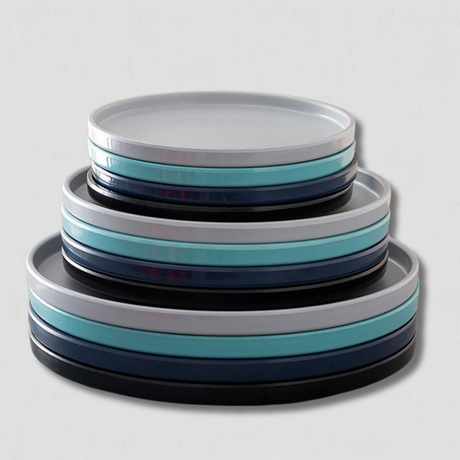 Modern Dining Plates  Navy Turquoise Gray Collection - Product showcase