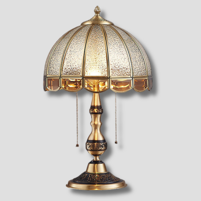 Victorian Table Lamp  Textured Glass Dome Shade - Product showcase