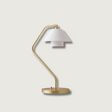Modern Table Lamp  Brass Frame with Quilted China Shade - Product showcase