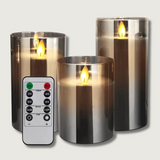 LED Flameless Candles Set  Glass Remote Control Timer - Product showcase