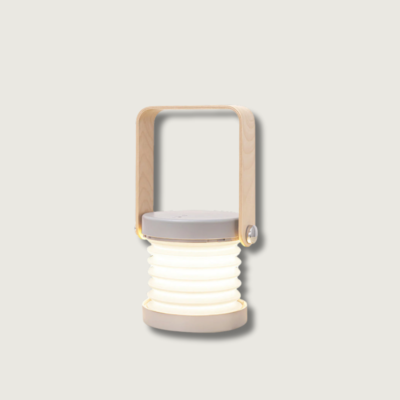 Portable Table Lamp  Honeycomb Design with Wooden Handle - Product showcase