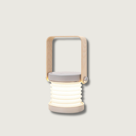 Portable Table Lamp  Honeycomb Design with Wooden Handle - Product showcase
