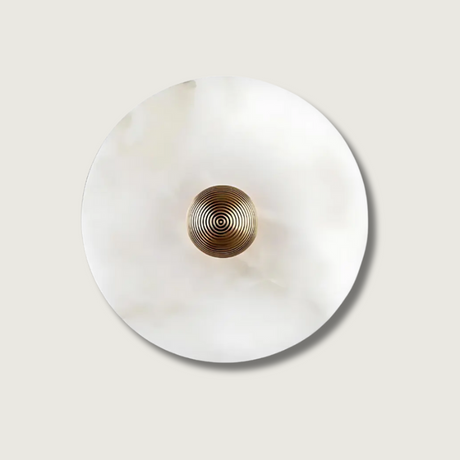 Modern Wall Light  White Glass Disc with Bronze Center - Product showcase