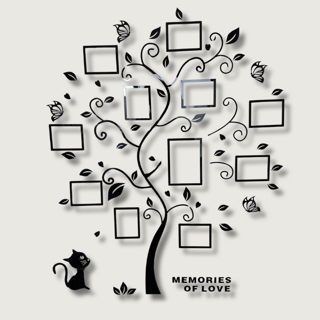 Family Photo Tree Wall Decal  3D Acrylic Frame Display - Product showcase