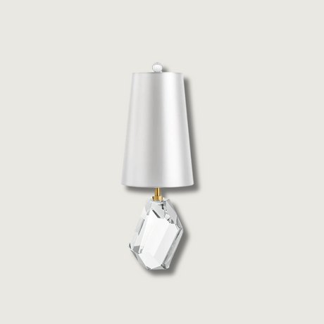 Crystal Table Lamp  Geometric Glass Base with White Shade - Product showcase
