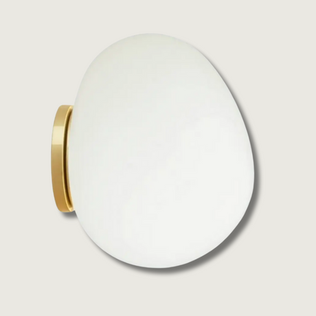 Modern Glass Wall Light  Frosted Globe with Gold Trim - Product showcase