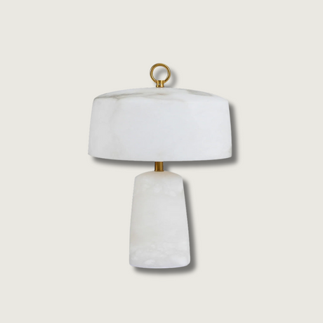Alabaster Table Lamp  Vintage Brass Accents - Product showcase