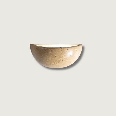 Modern Wall Light  Natural Travertine Half-Moon Design - Product showcase