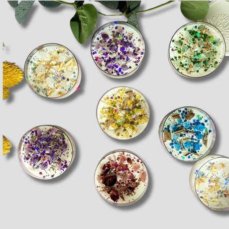 Crystal Floral Candles  Soy Wax With Dried Flowers - Product showcase