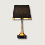 Modern Table Lamp  Black Shade Gold Trim Design - Product showcase
