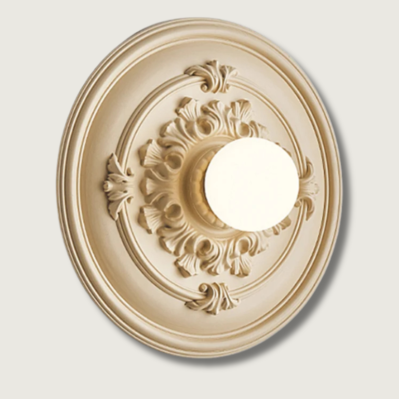 Victorian Ceiling Medallion Wall Light  Ornate Floral Relief Design - Product showcase