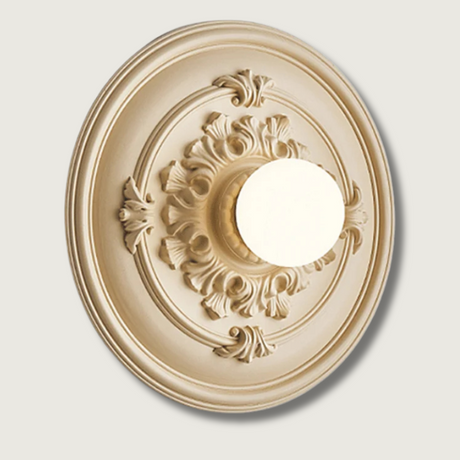 Victorian Ceiling Medallion Wall Light  Ornate Floral Relief Design - Product showcase