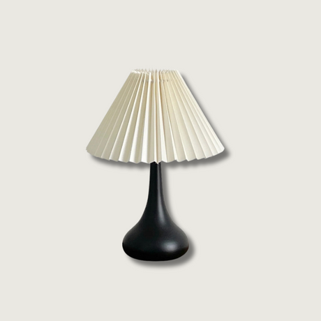 Modern Table Lamp  Black Base With Pleated Shade - Product showcase