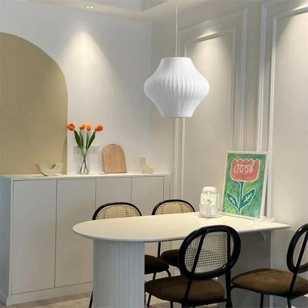 Modern Pendant Light  Pleated White Silk Shade - Product detail 8