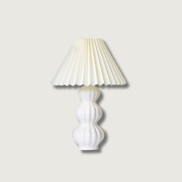 Mid Century Table Lamp  Pleated Shade Ceramic Base - Product showcase