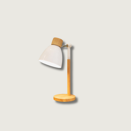 Scandinavian Table Lamp  Natural Wood  White Shade Design - Product showcase