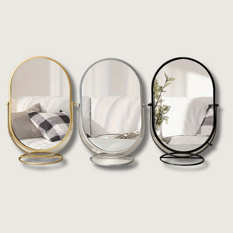 Rotating Vanity Mirror  Oval Metal Frame Design - Product showcase