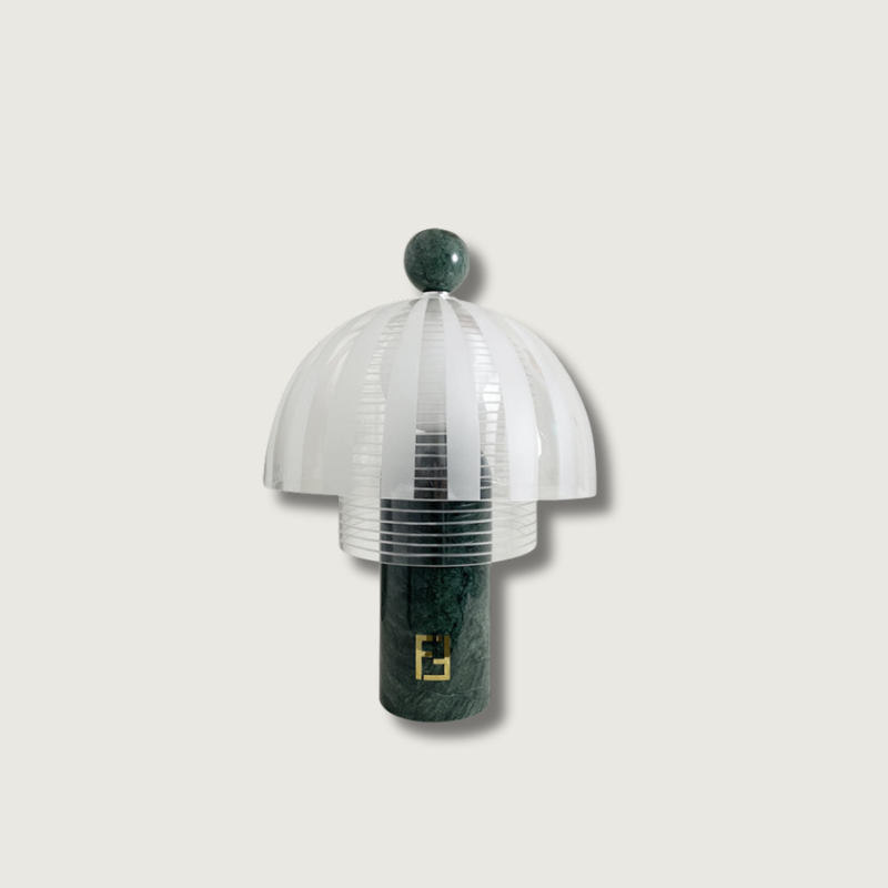 Modern Marble Table Lamp  Green Base Glass Dome Design - Product showcase