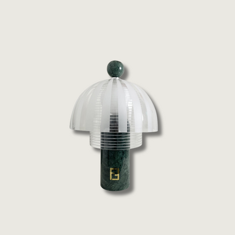 Modern Marble Table Lamp  Green Base Glass Dome Design - Product showcase