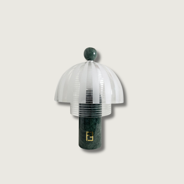 Modern Marble Table Lamp  Green Base Glass Dome Design - Product showcase