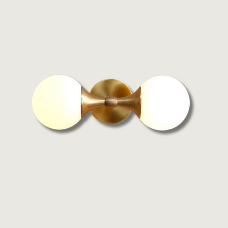 Modern Dual Globe Wall Light  Brass Metal Frame - Product showcase