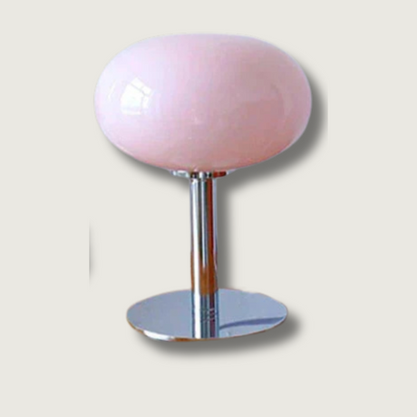 Modern Table Lamp  Pink Glass Globe Chrome Base - Product showcase